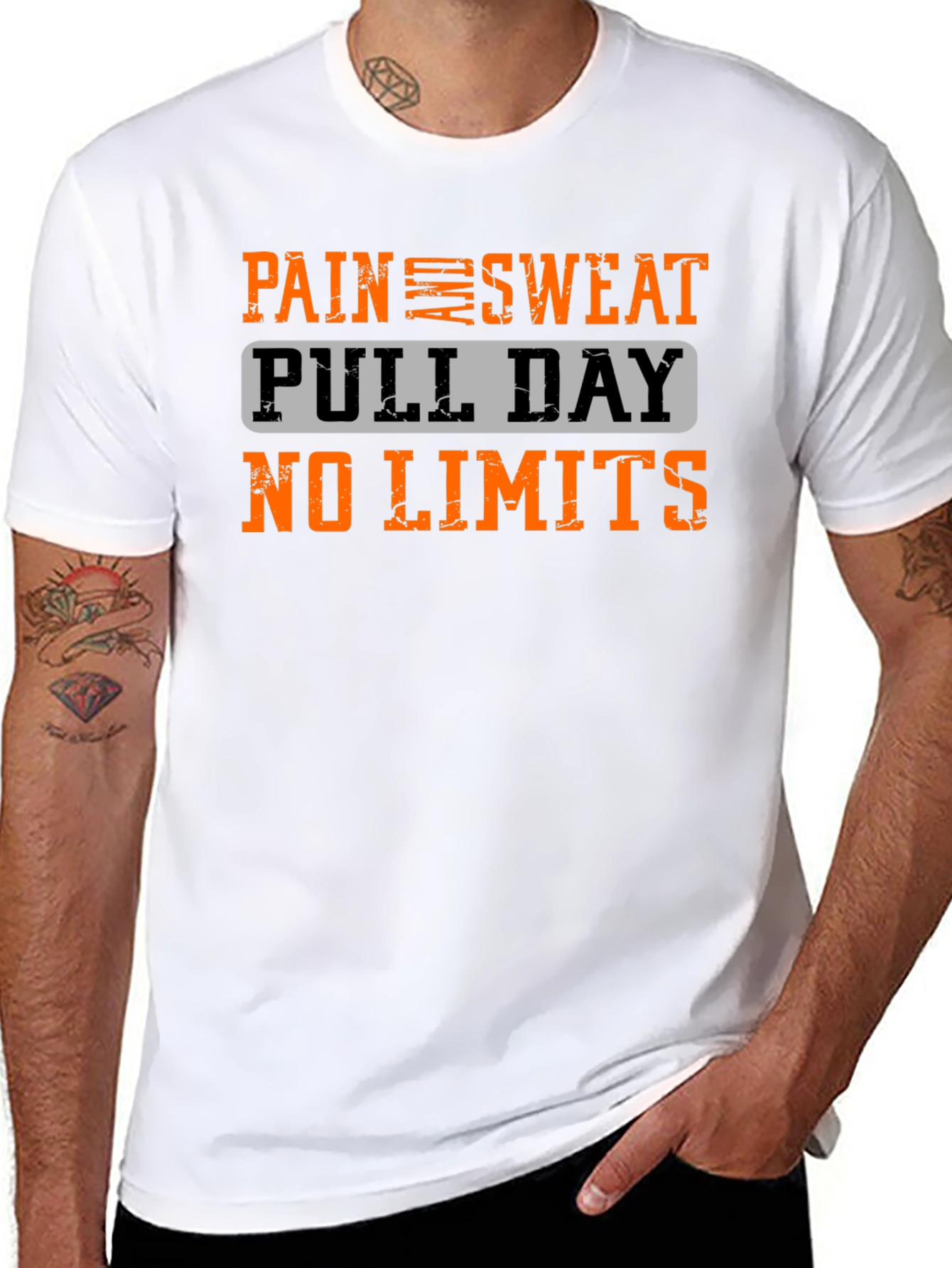Black Pain Sweat Pull Day No Limits Workout T-Shirt view 8