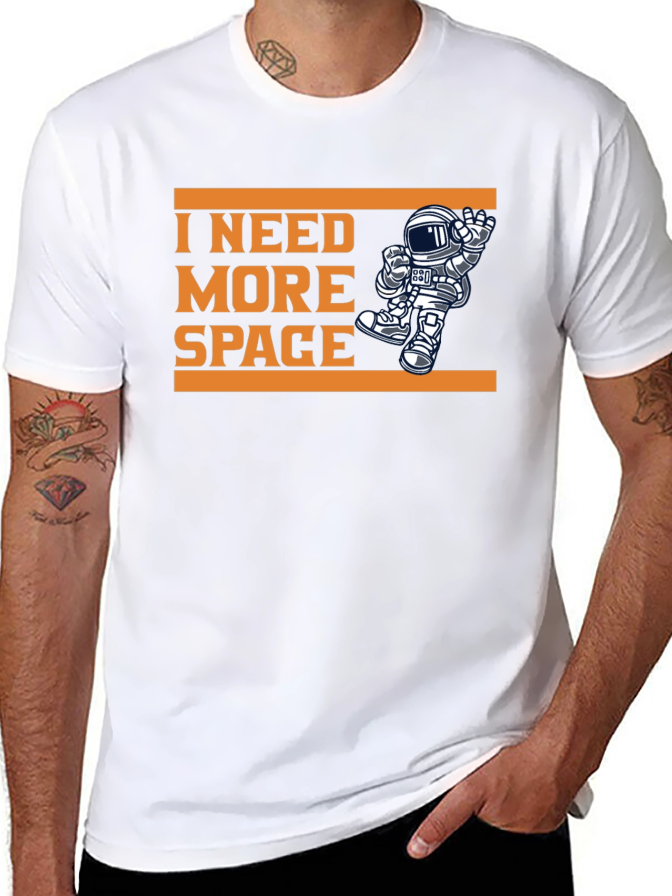 Black I Need More Space Graphic Tee Astronaut Shirt view 8