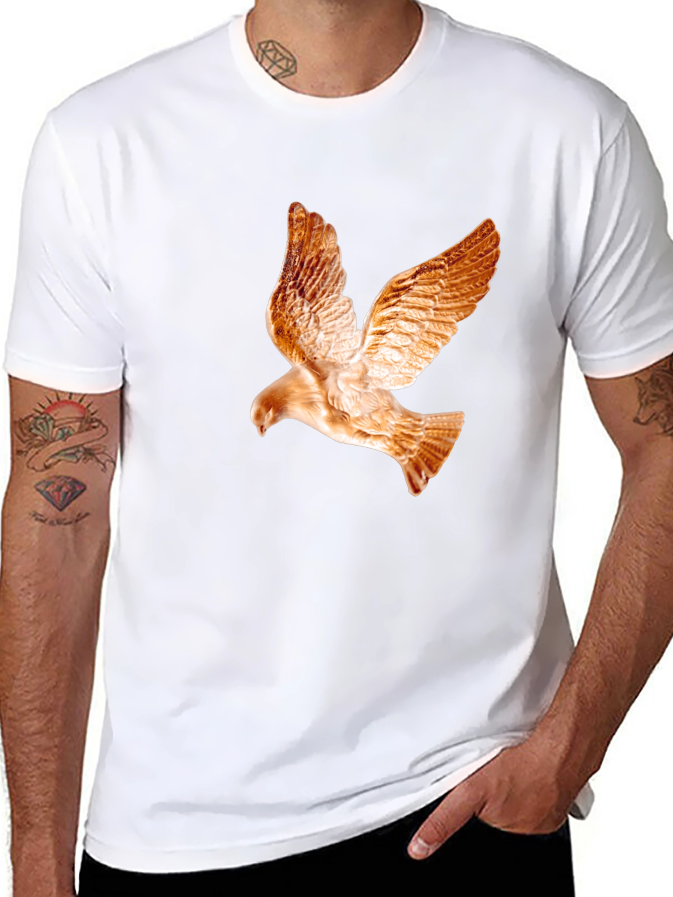 Black Men's Black T-Shirt with Dove Graphic view 8