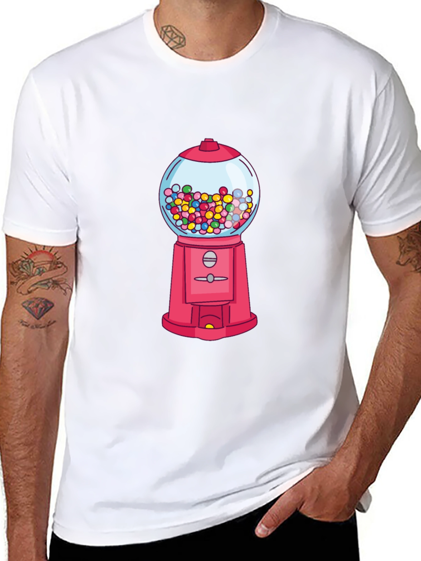 Black Gumball Machine Graphic Tee - Novelty Design T-Shirt view 8