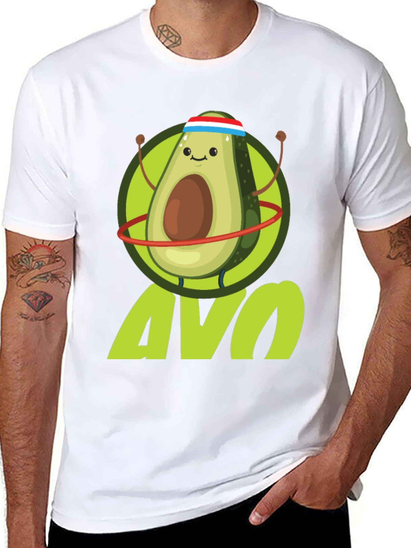 Black Funny Avocado Fitness T-Shirt | Avo Workout Tee view 8