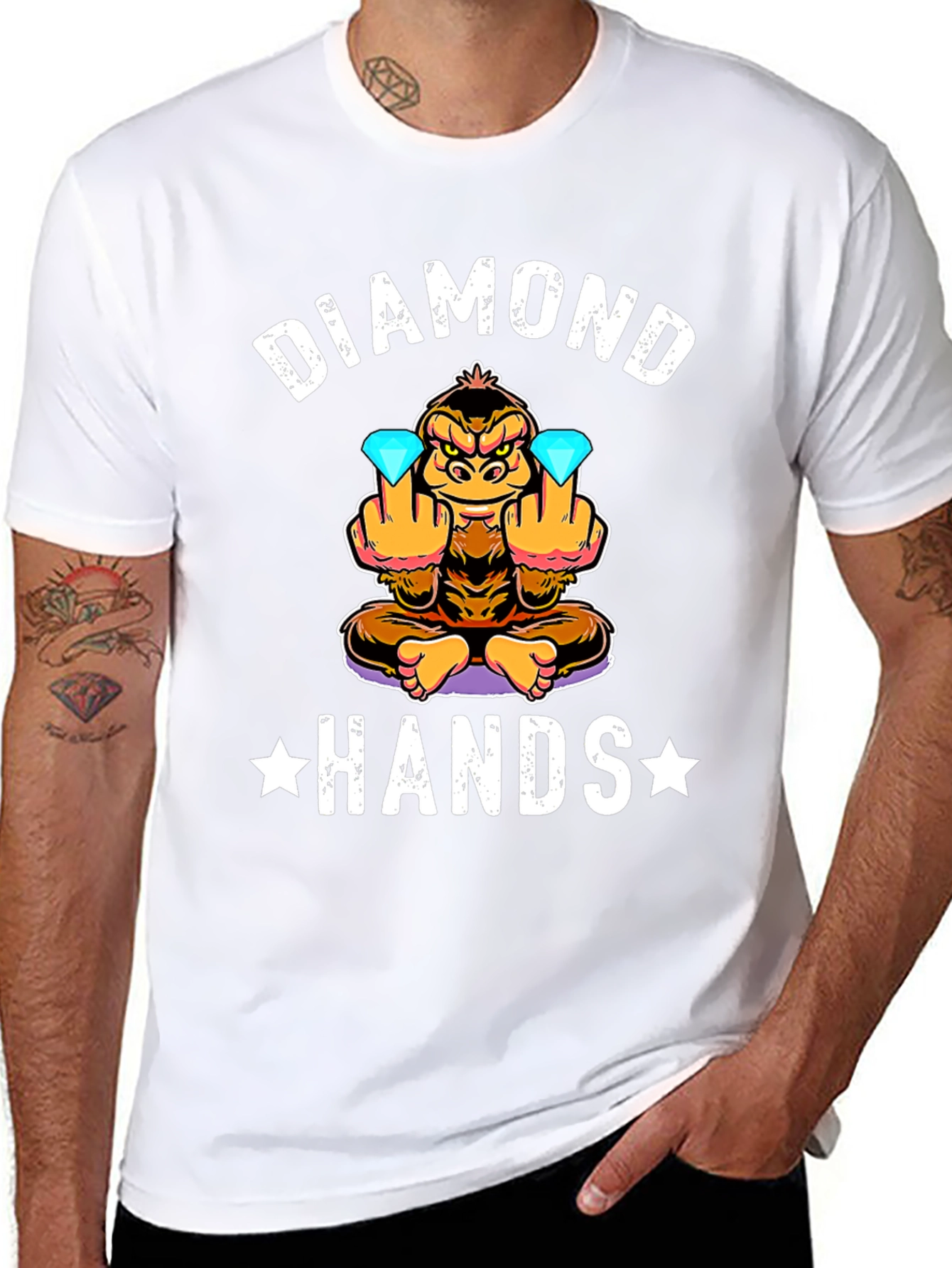 Black Diamond Hands Funny Monkey T-Shirt view 8