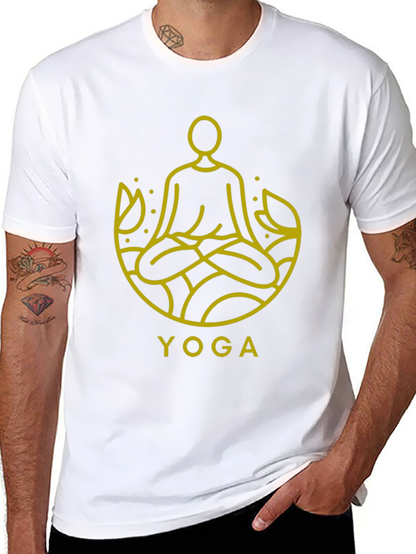 Black Yoga Meditation T-Shirt - Men's Graphic Tee view 8