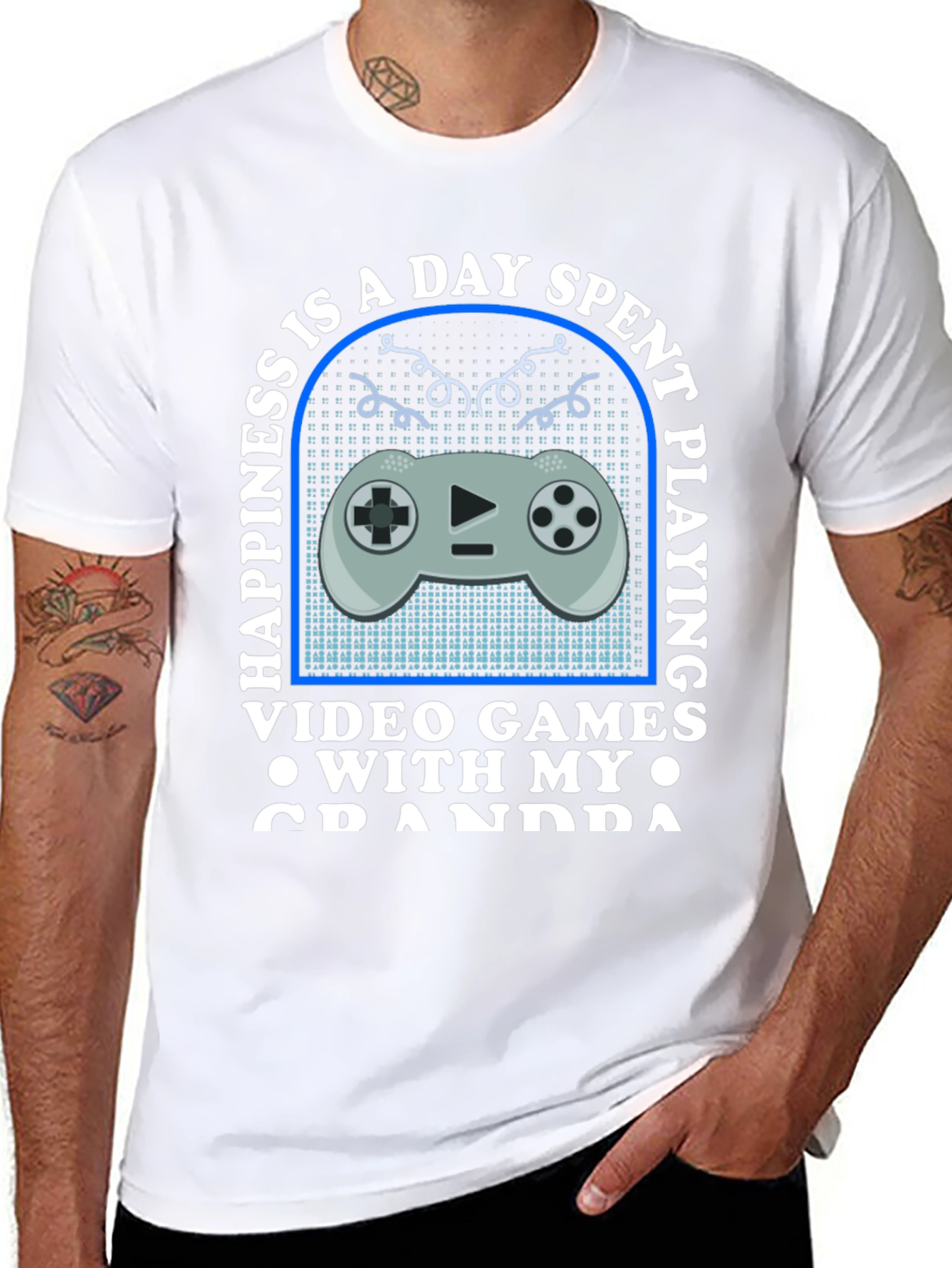 Black Gaming Grandpa T-Shirt - Happiness is a Day Spent Playing view 8