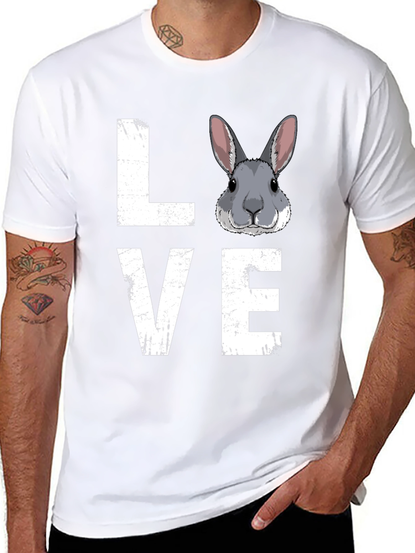 Black Love Rabbit Graphic Print T-Shirt view 8