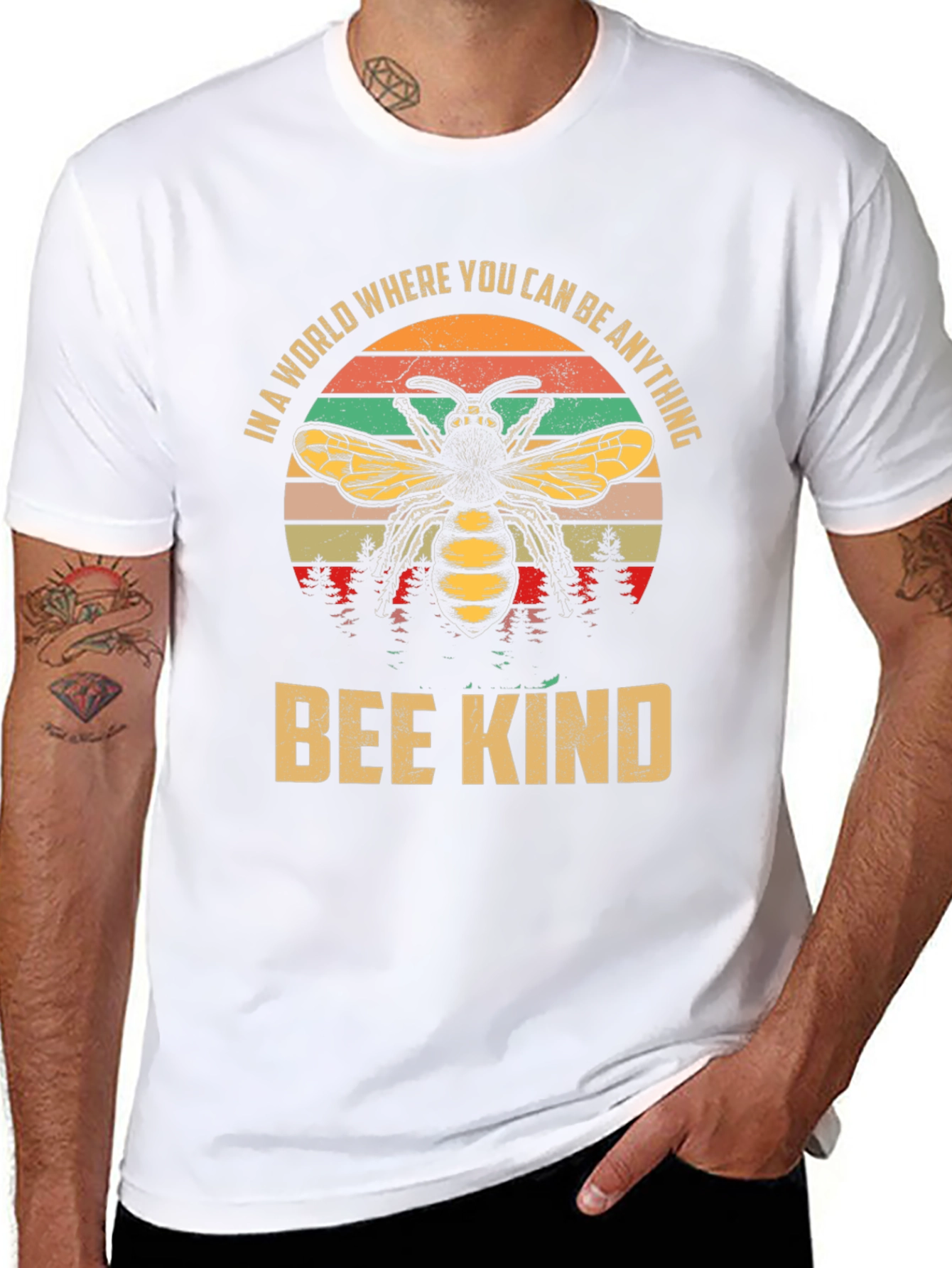 Black Bee Kind Graphic Tee - Trendy Casual Top view 8