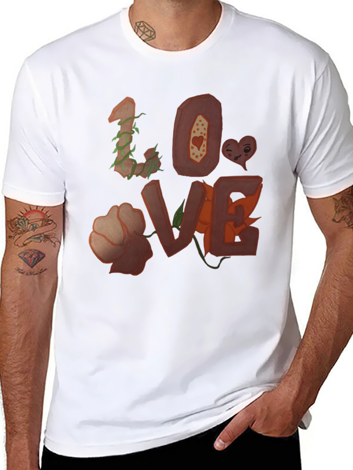 Black Floral LOVE Graphic Tee - Unique Heart Design view 8