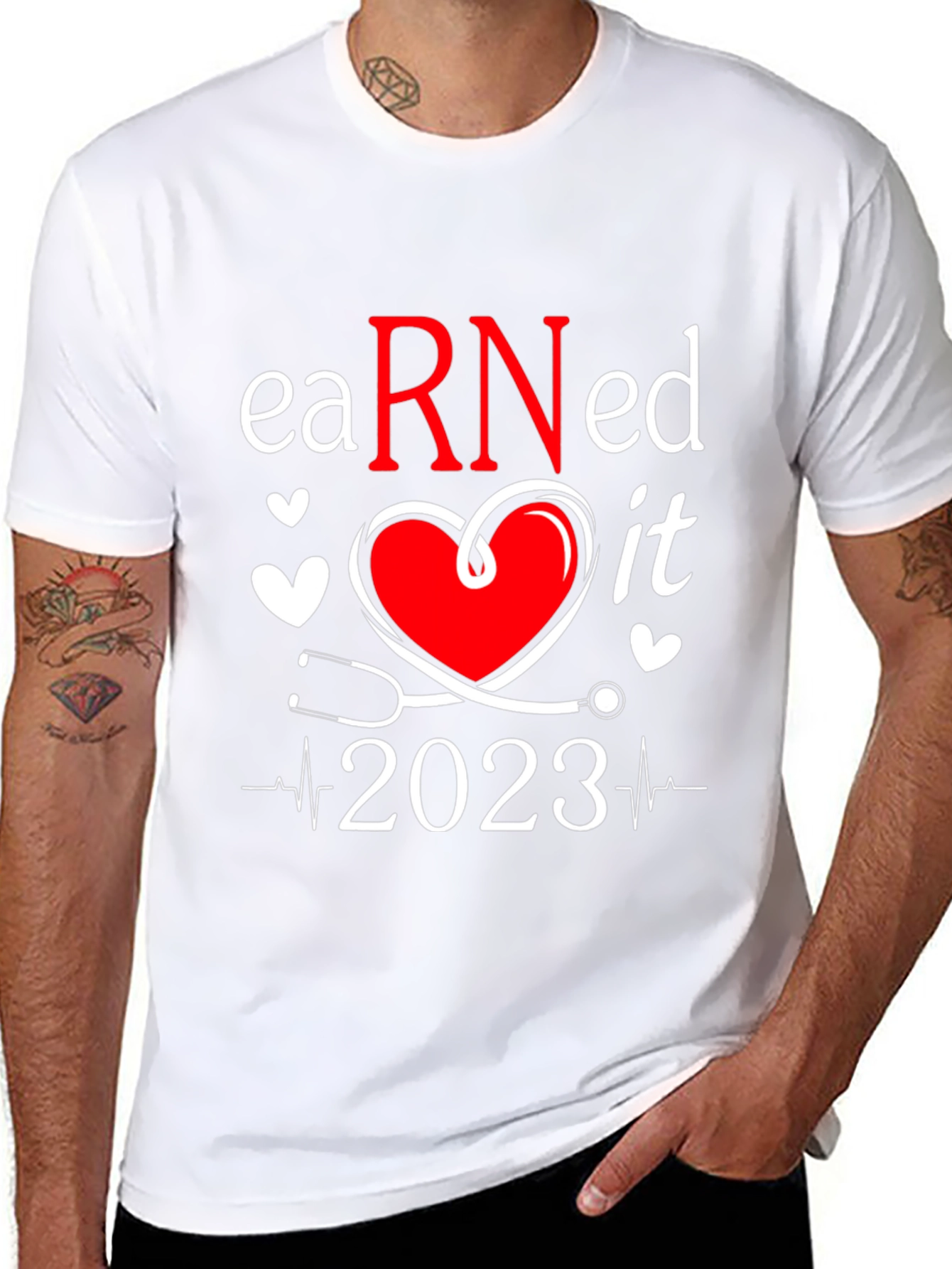 Black Earned It RN 2023 Nurse T-Shirt view 8
