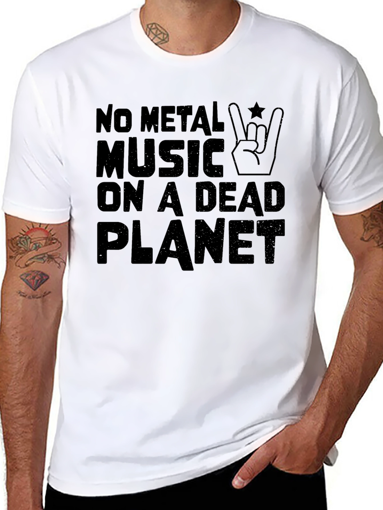 Black No Metal Music On A Dead Planet T-Shirt view 8