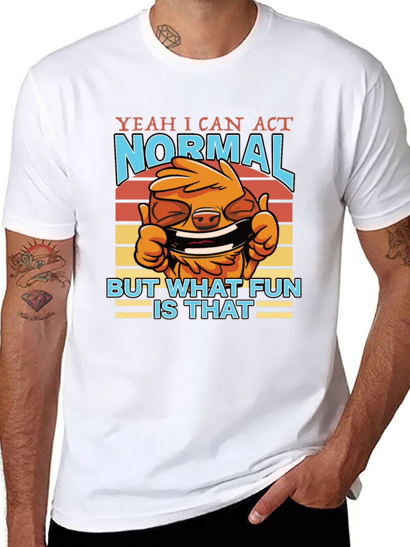 Black Funny 'Yeah I Can Act Normal' Graphic T-Shirt view 8