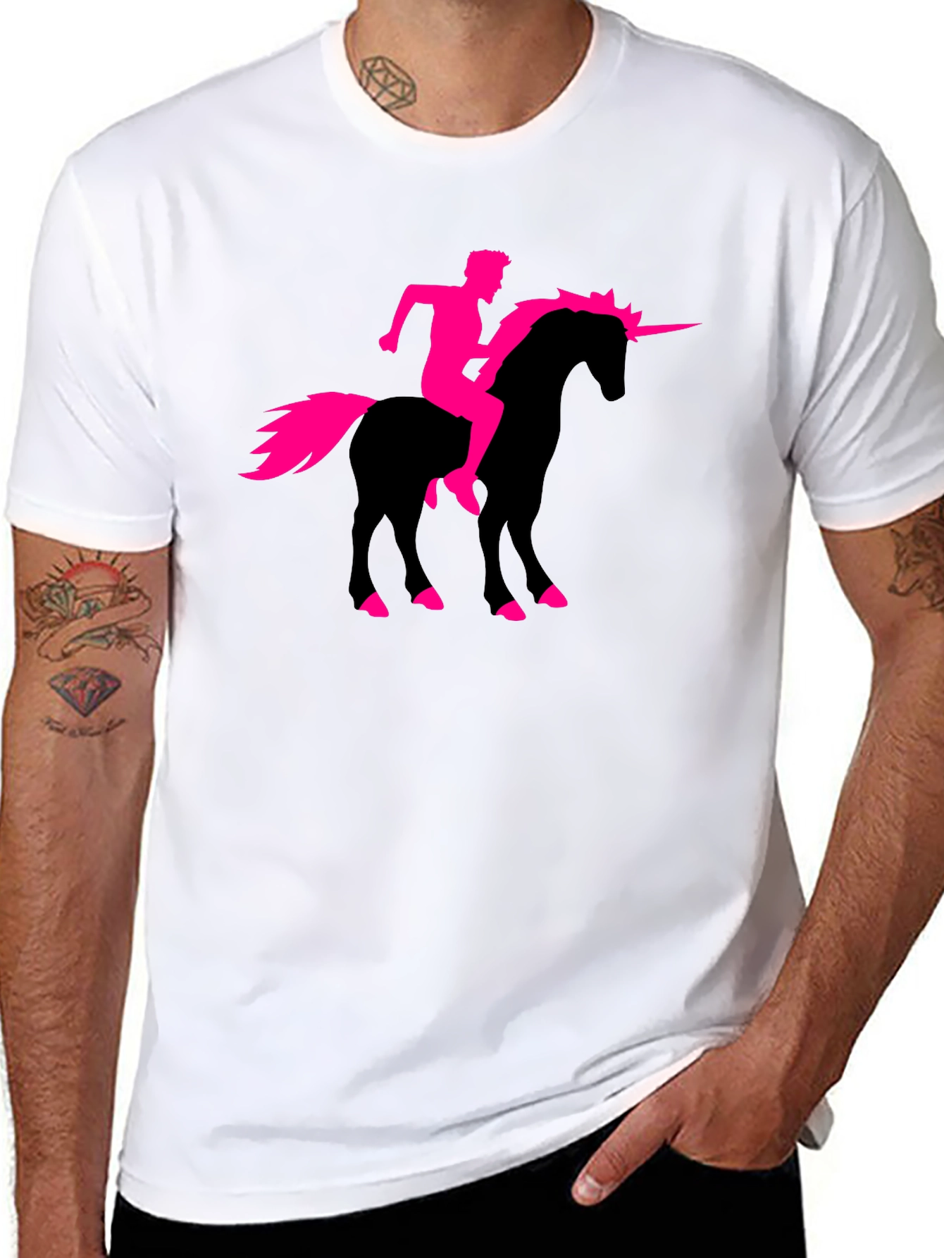 Black Unicorn Rider Graphic T-Shirt - Black Cotton Tee view 8