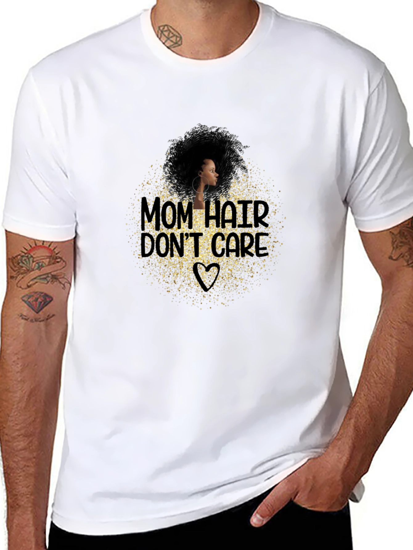 Black Mom Hair Don't Care Graphic T-Shirt - Black view 8