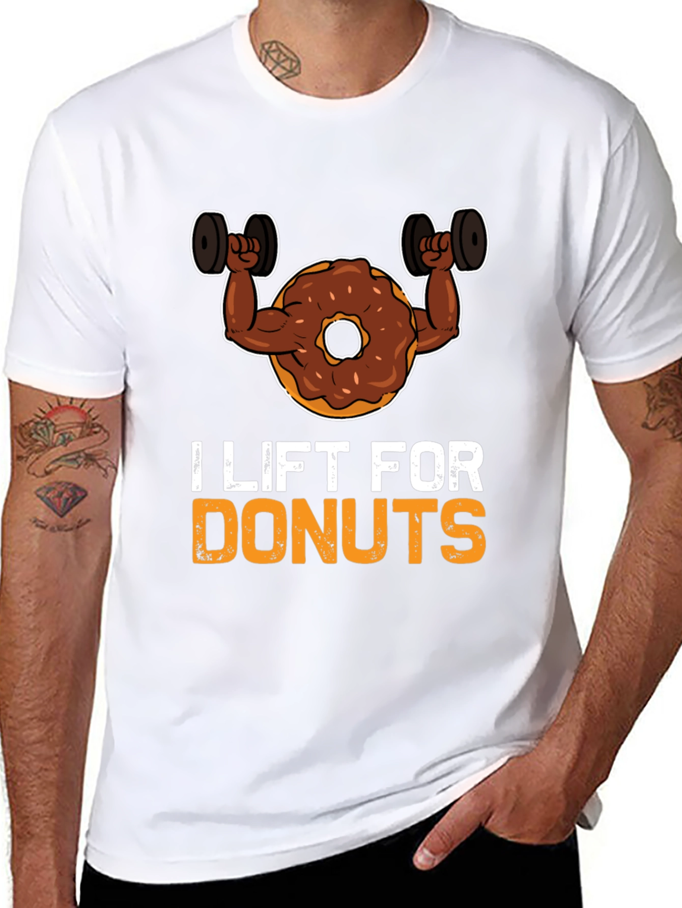 Black I Lift For Donuts Black Graphic T-Shirt view 8