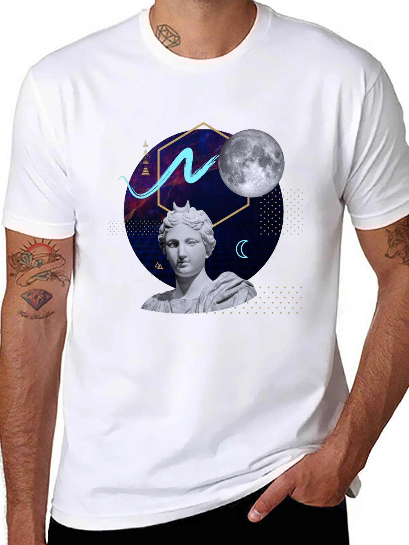 Black Artsy Graphic Tee - Moon Goddess Design view 8