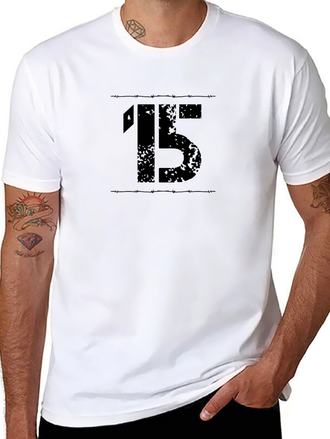 Black Men's Black "15" Graphic Tee view 8