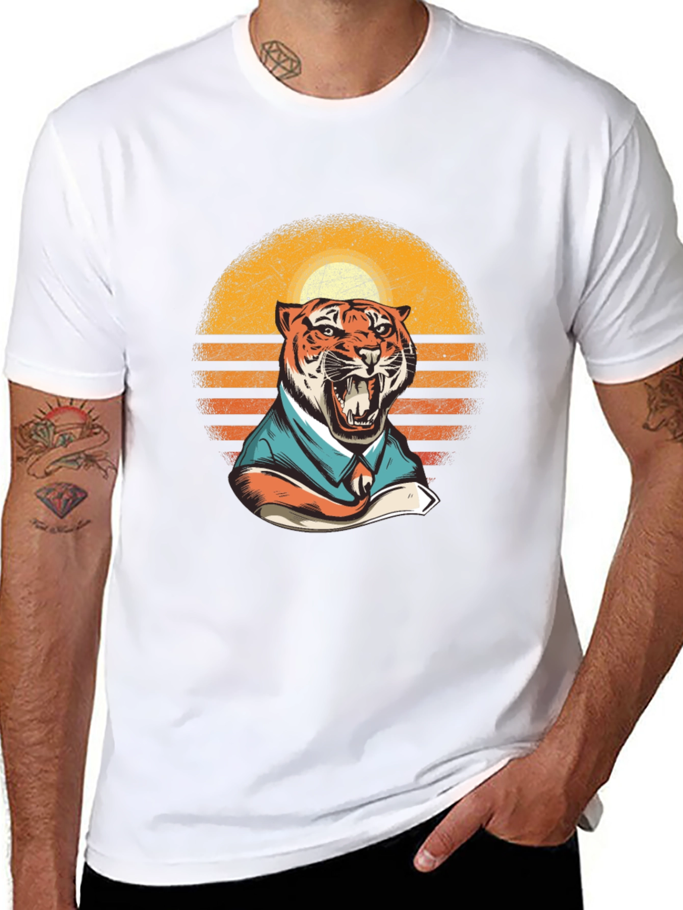 Black Tiger Business Retro T-Shirt view 8