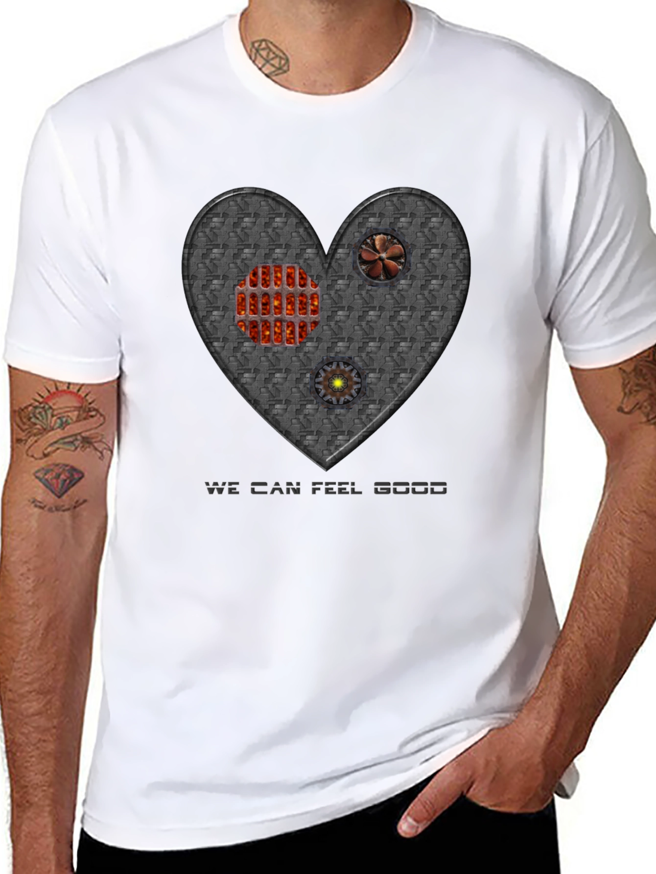 Black Steampunk Heart T-Shirt - Feel Good view 8