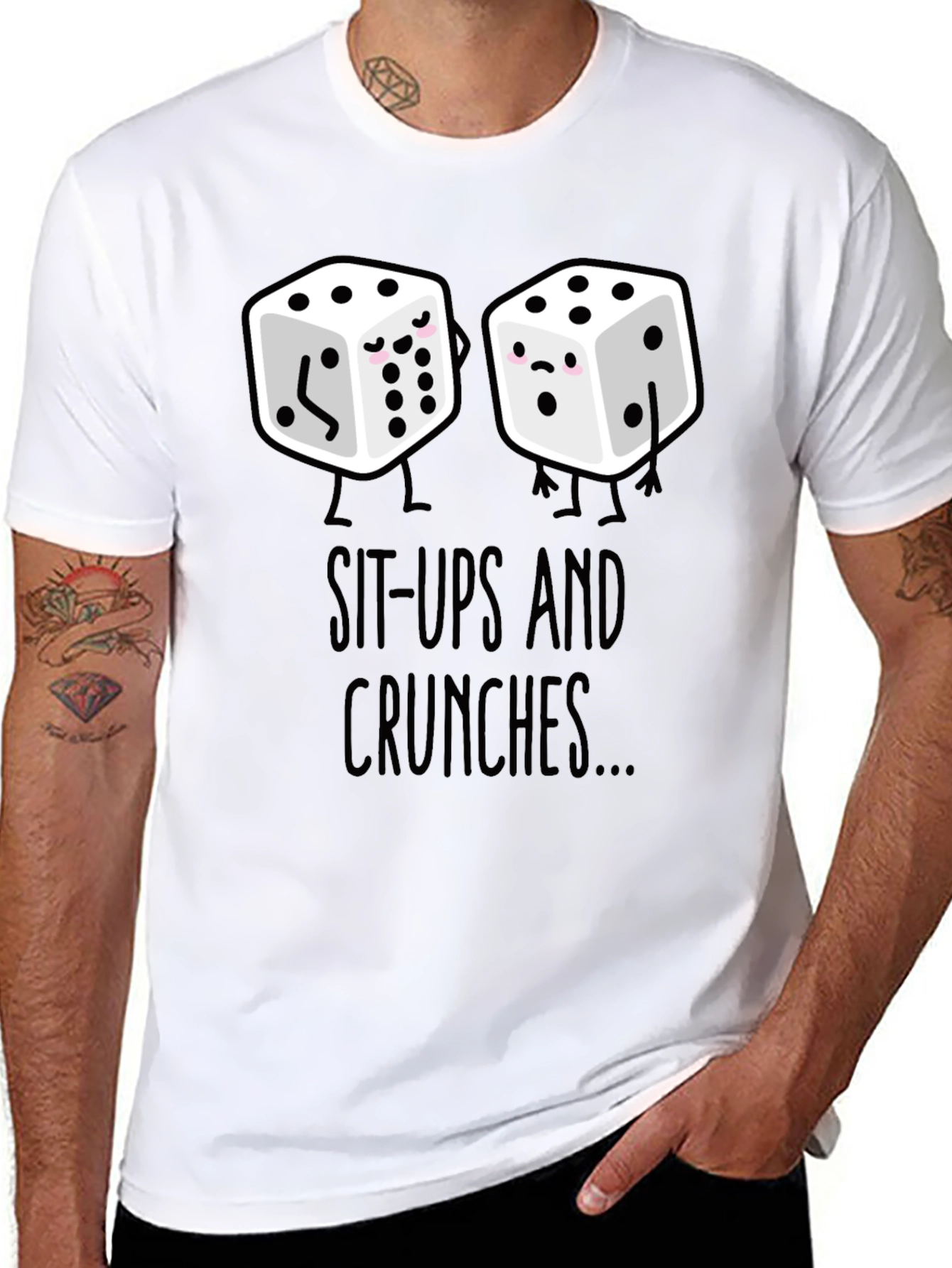 Sit-Ups & Crunches Dice Graphic Tee - Black - 8