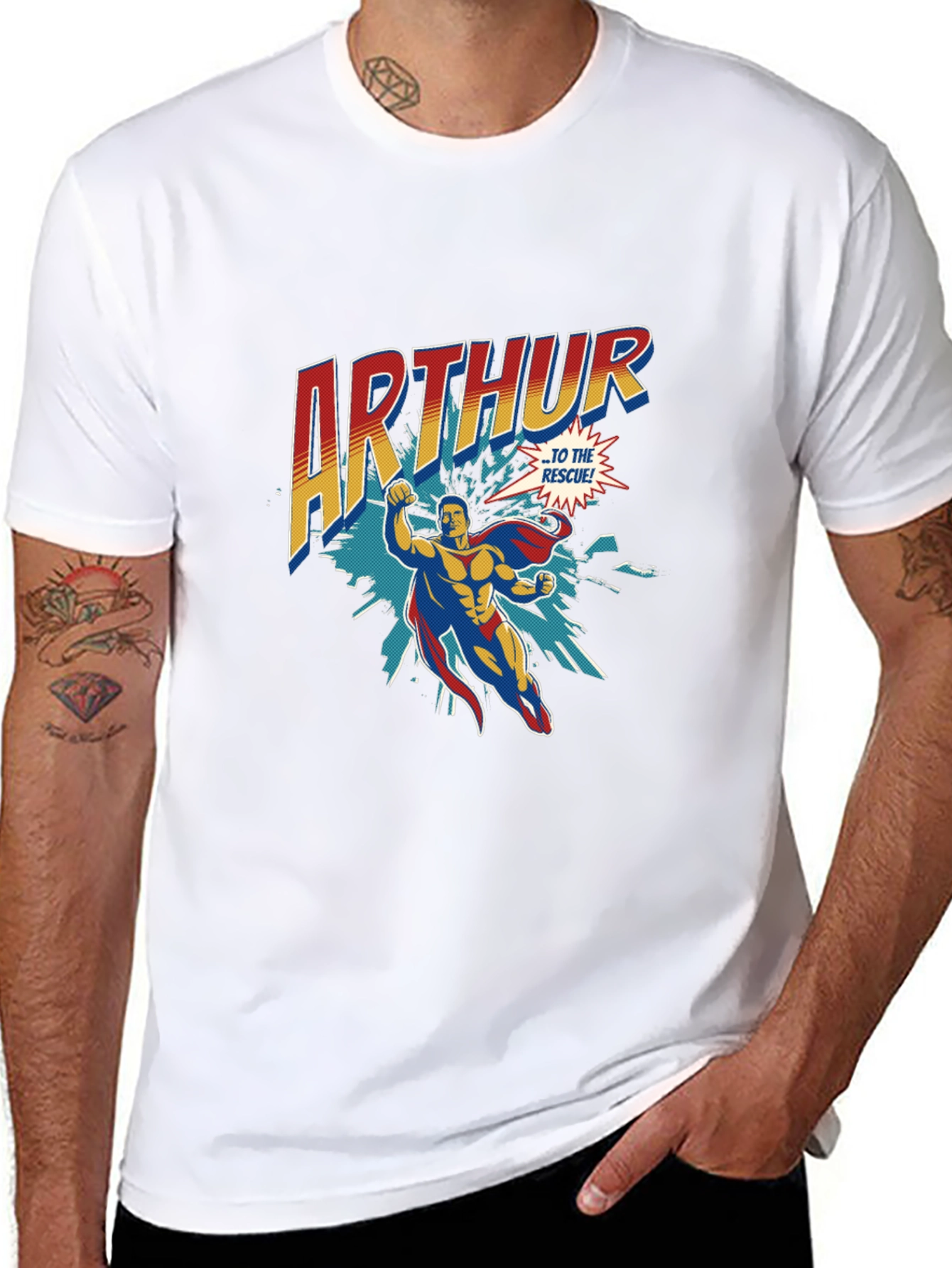 Black Arthur Superhero Graphic Tee - Bold & Stylish view 8