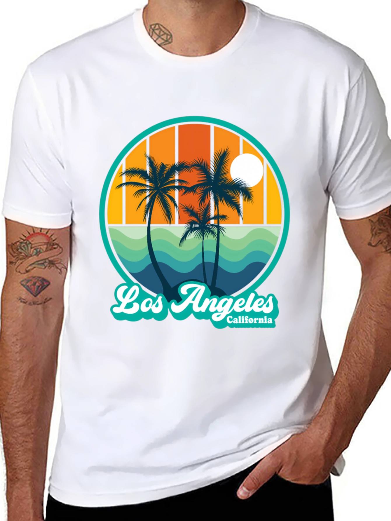 Black Los Angeles California Palms Graphic T-Shirt view 8