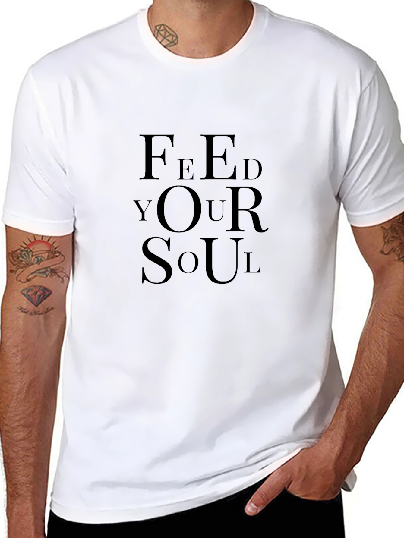 Black Feed Your Soul Black Graphic T-Shirt view 8