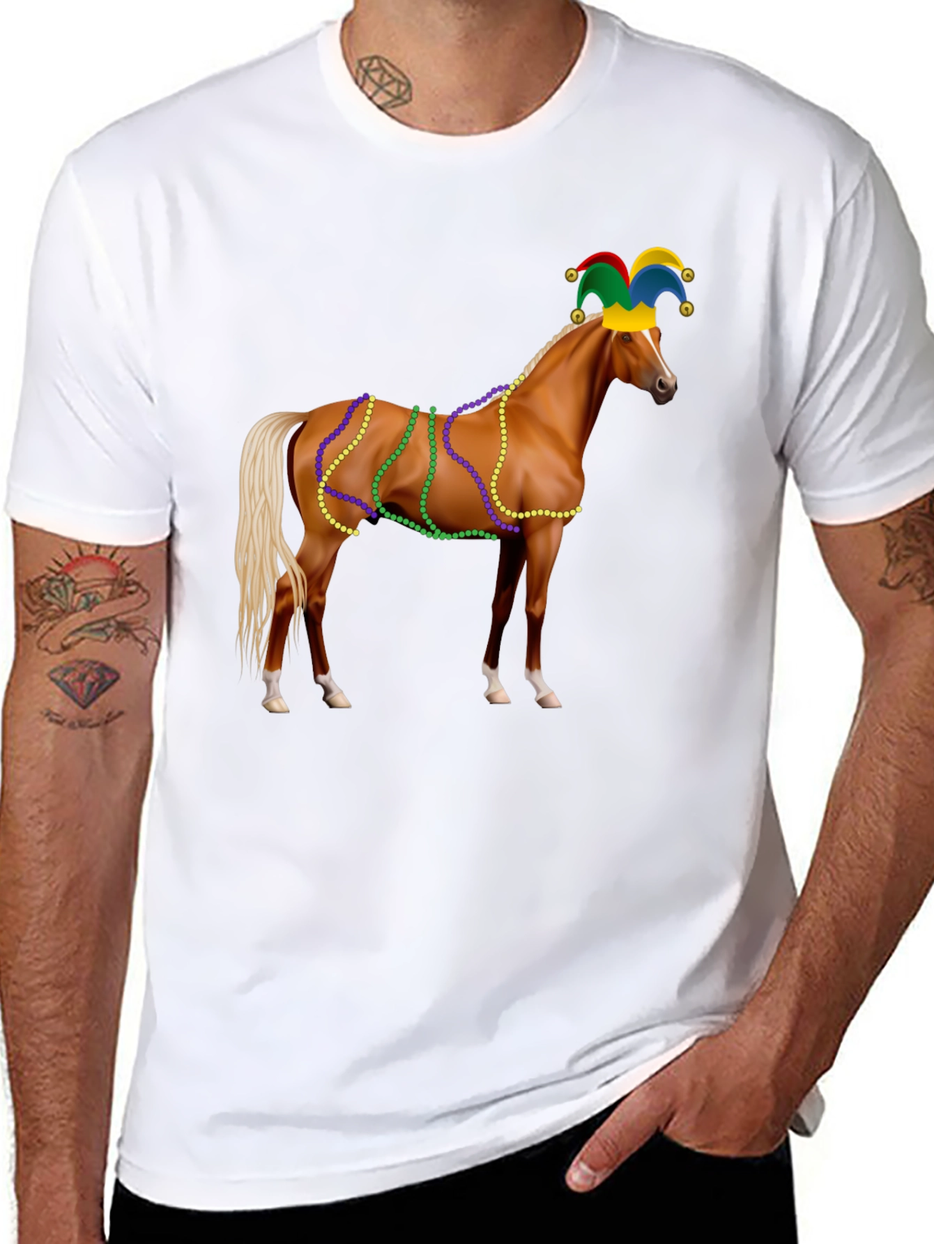 Mardi Gras Horse Graphic T-Shirt - 8