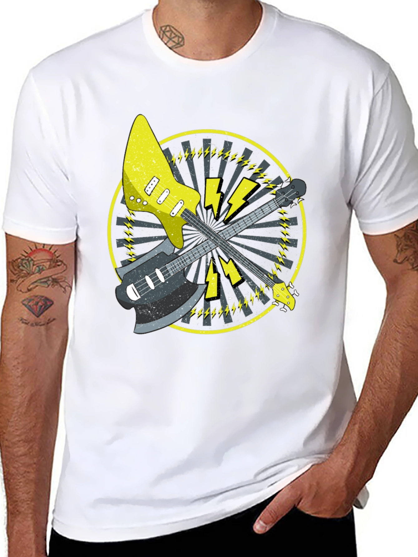 Electric Guitar Graphic Tee - Rock Music Style - 8