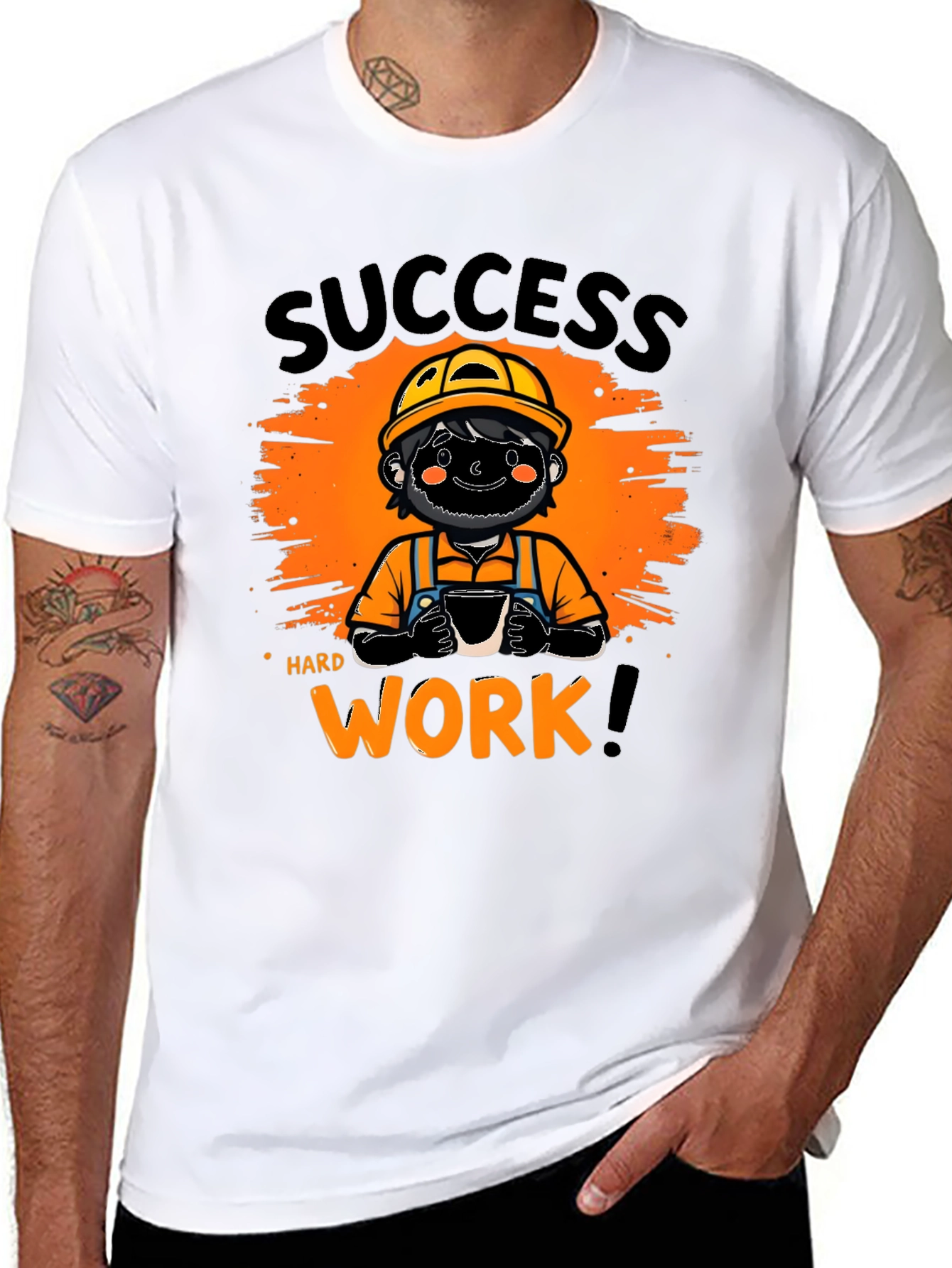 Black Success Hard Work Graphic T-Shirt view 8