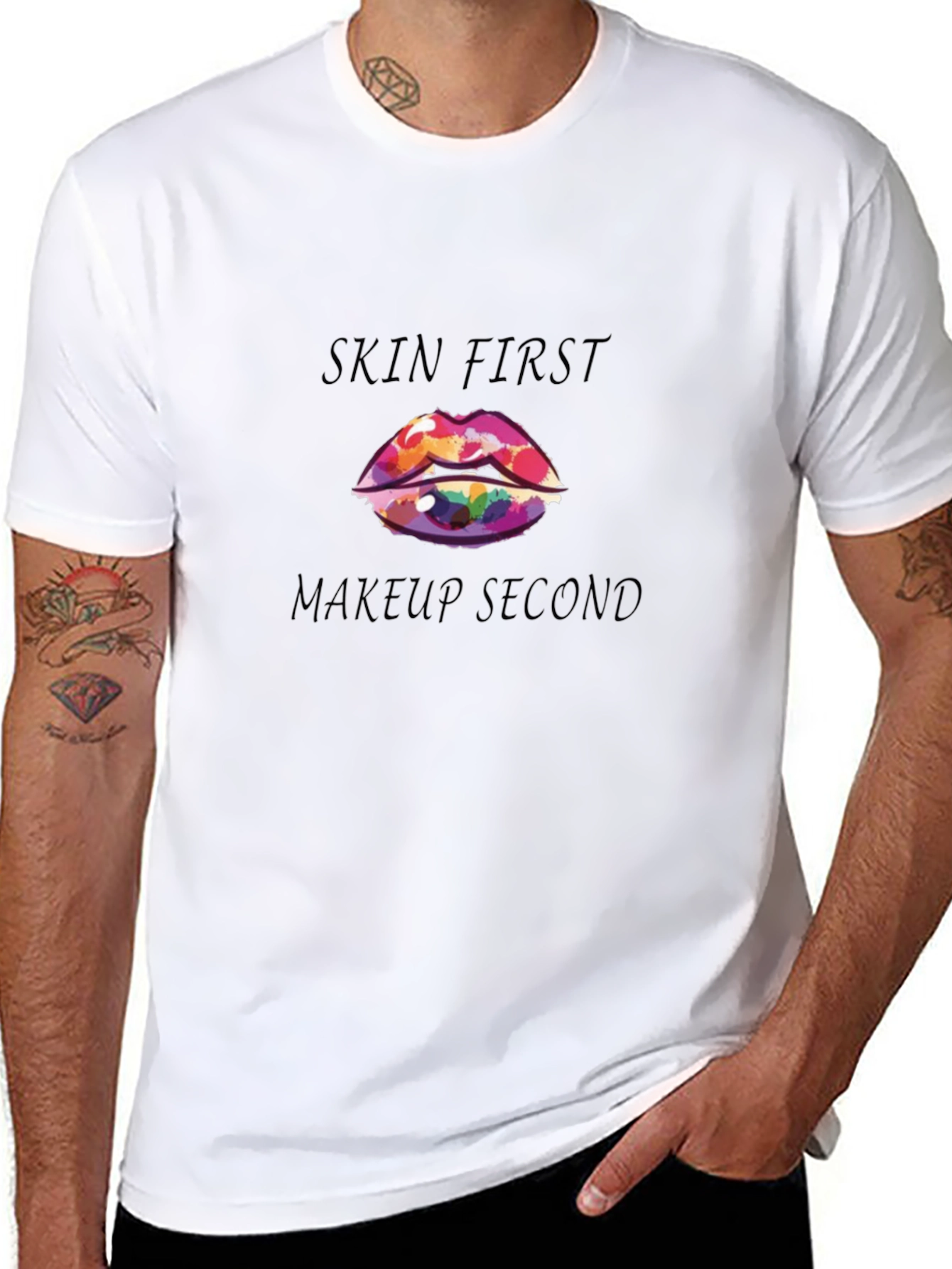 Black Skin First Makeup Second Graphic Tee view 8