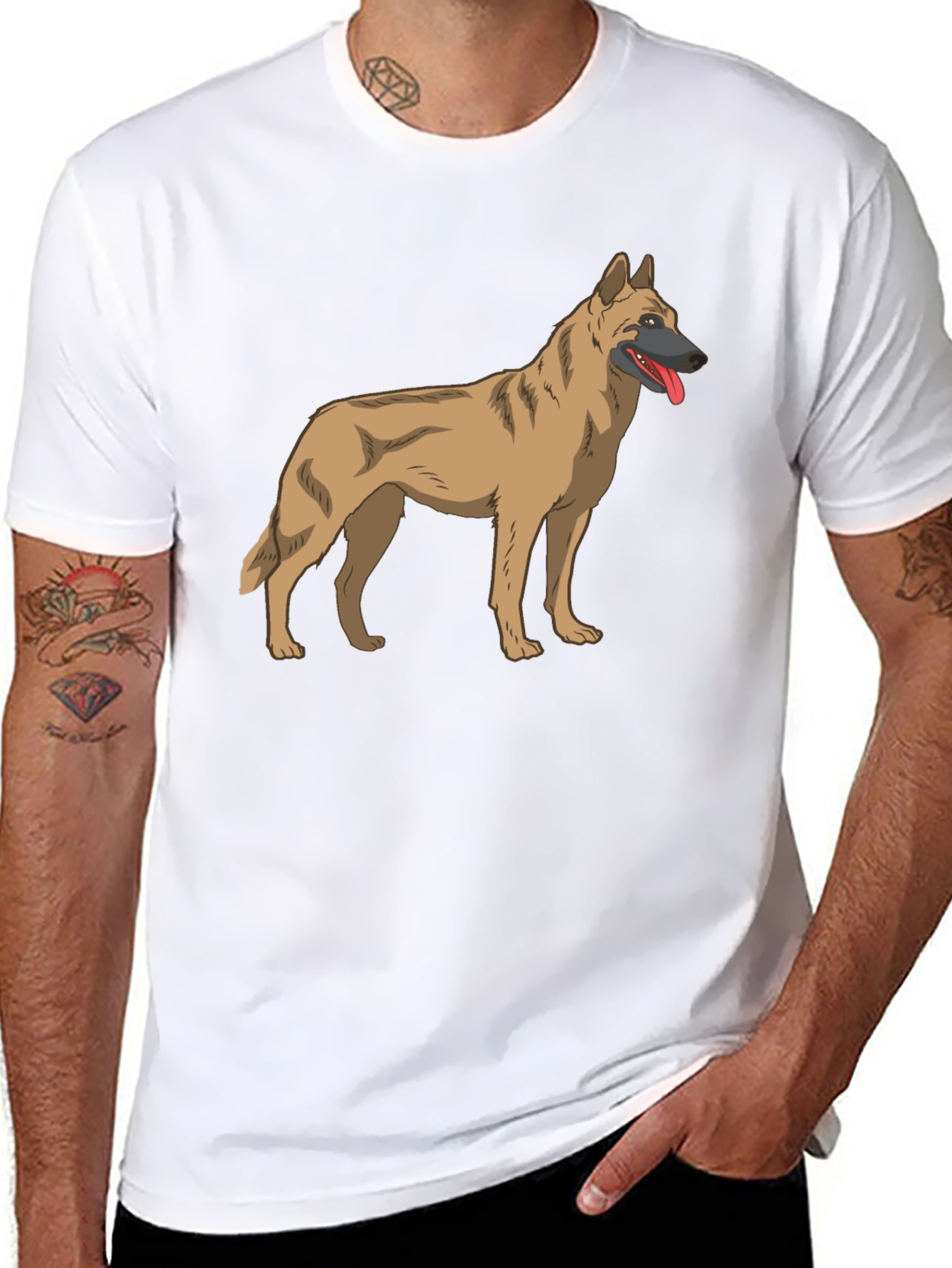 Malinois Dog Graphic Tee - Black Cotton T-Shirt - 8