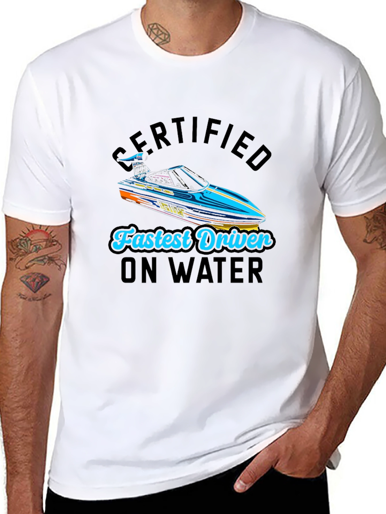Black Certified Fastest Driver on Water T-Shirt view 8