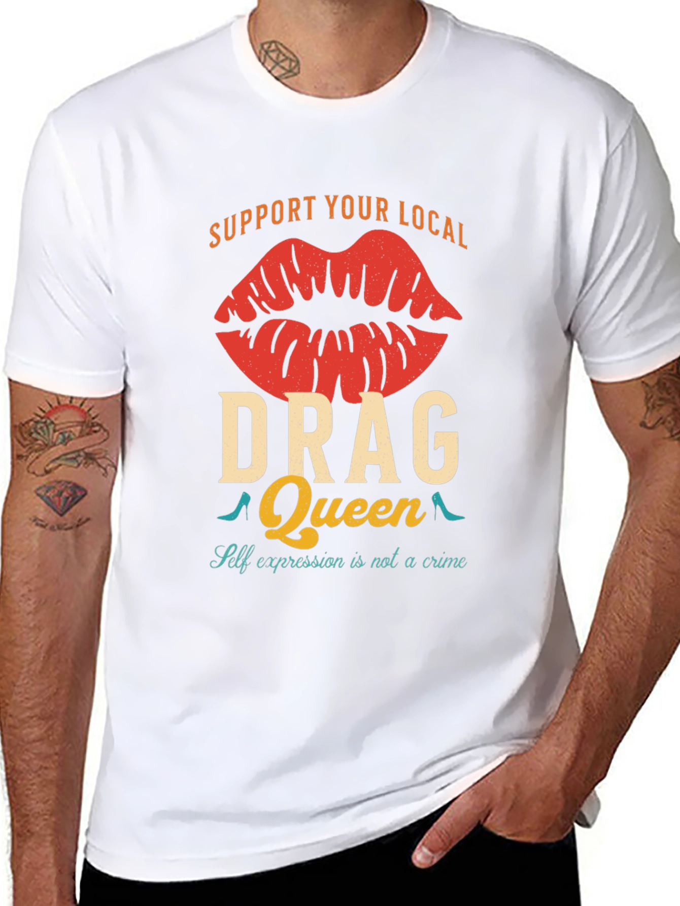 Black Support Your Local Drag Queen T-Shirt view 8