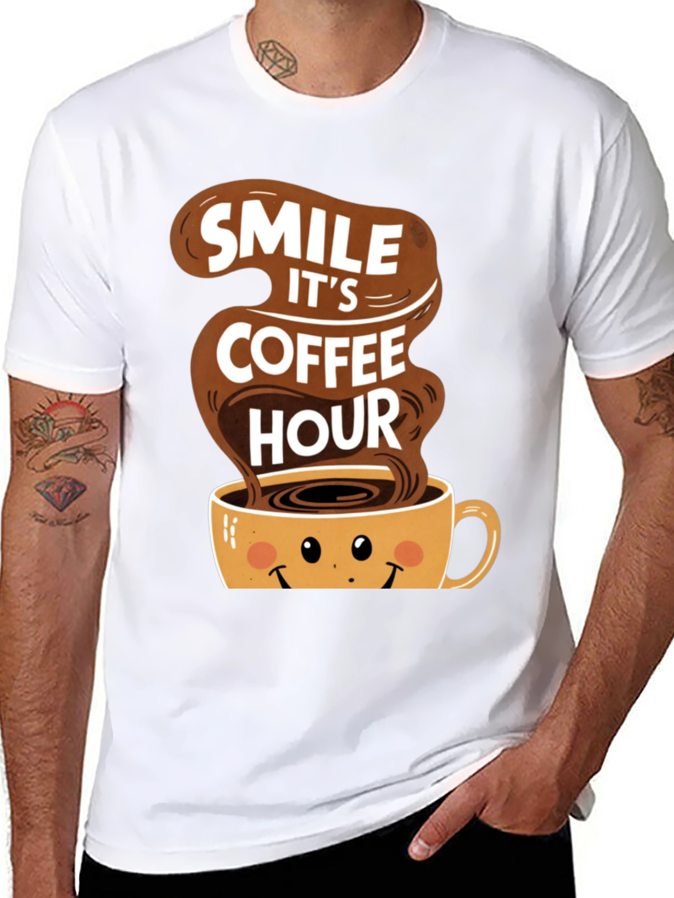 Black Smile It's Coffee Hour Black T-Shirt view 8