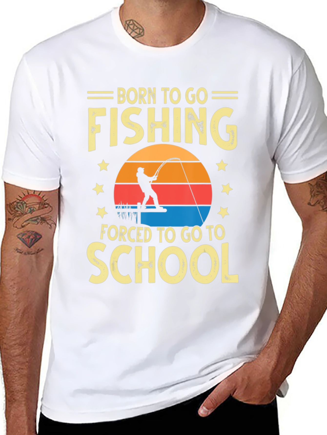 Black Born To Go Fishing T-Shirt view 8