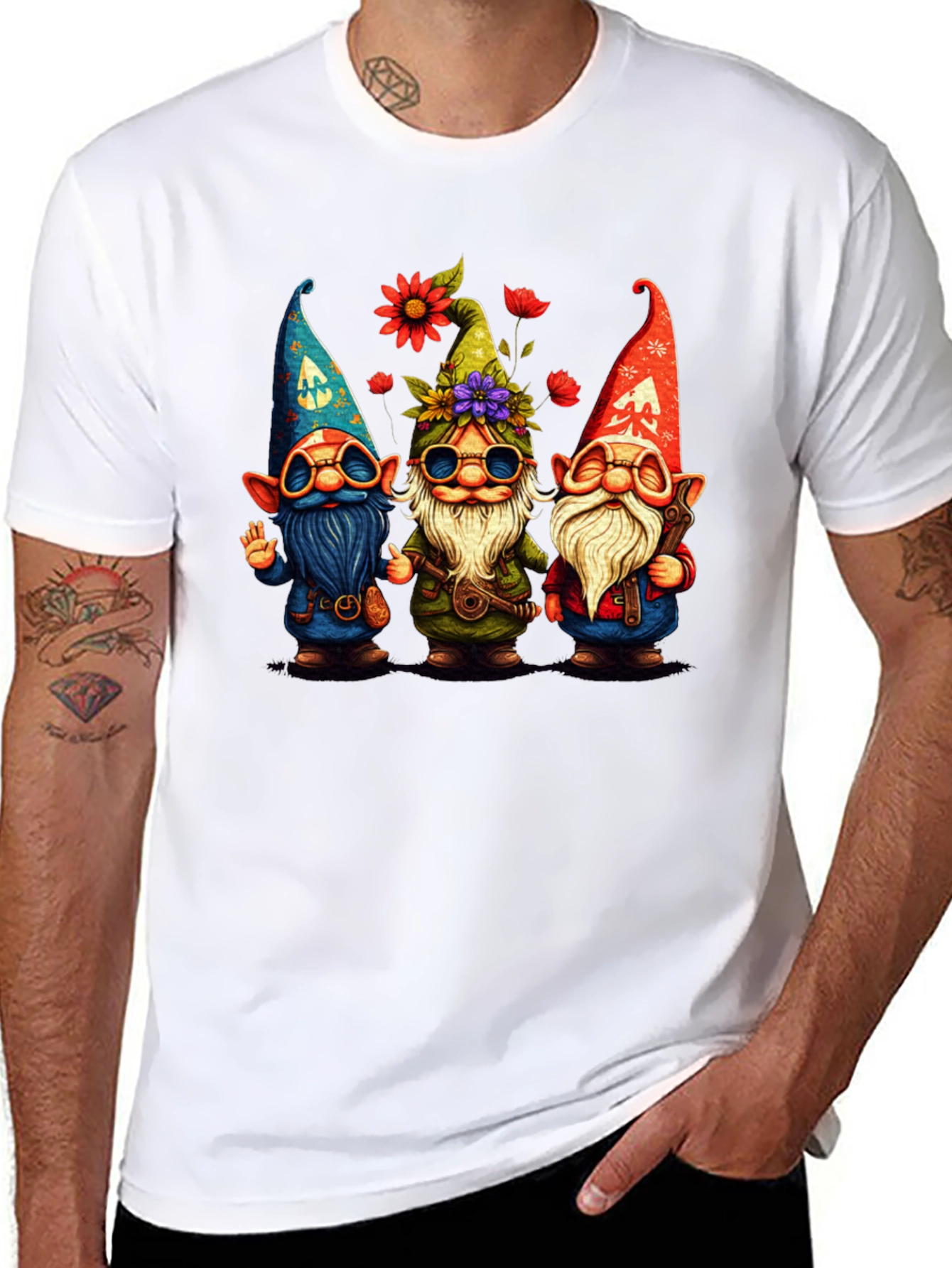 Black Hippie Gnome Graphic Tee view 8