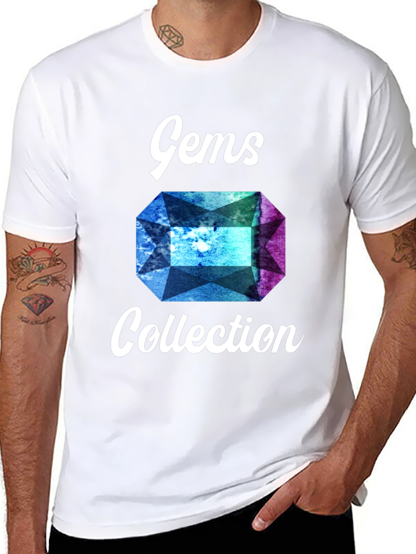 Black Gems Collection Graphic Tee - Stylish Gemstone Design view 8