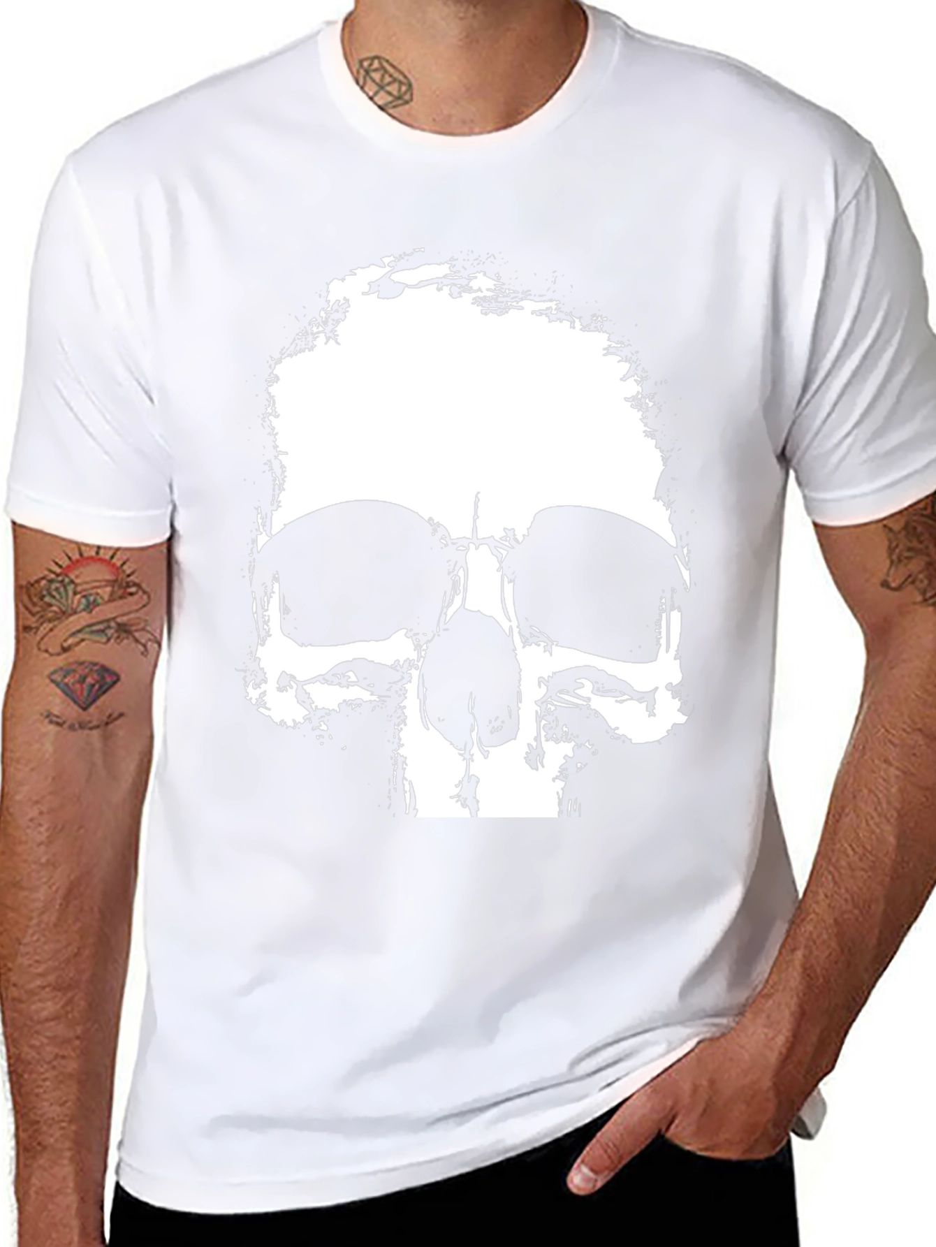 Black Skull Graphic Print Black T-Shirt view 8