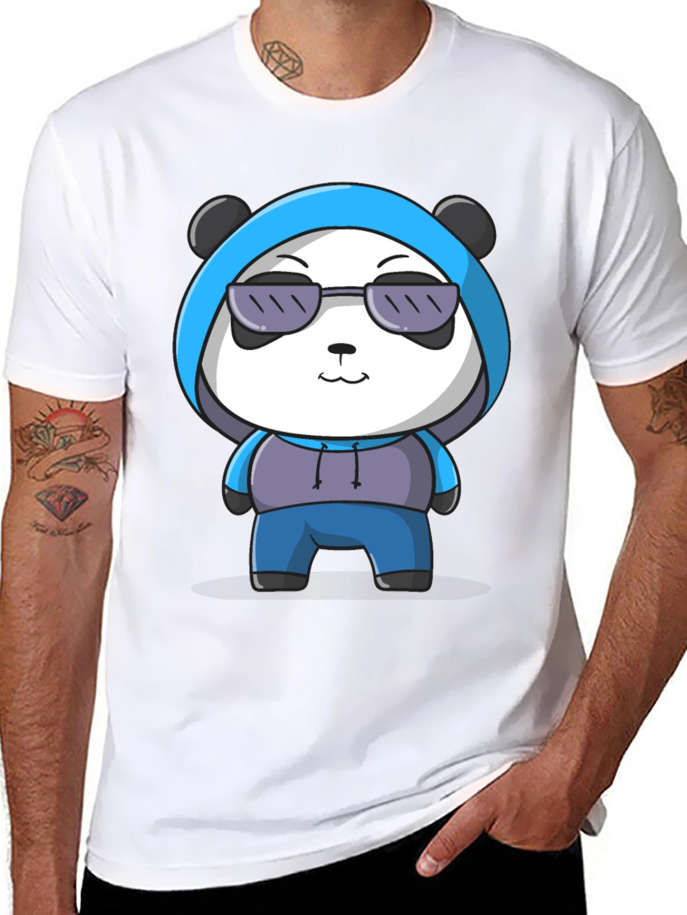Black Cool Panda Graphic Tee - Casual Black T-Shirt view 8