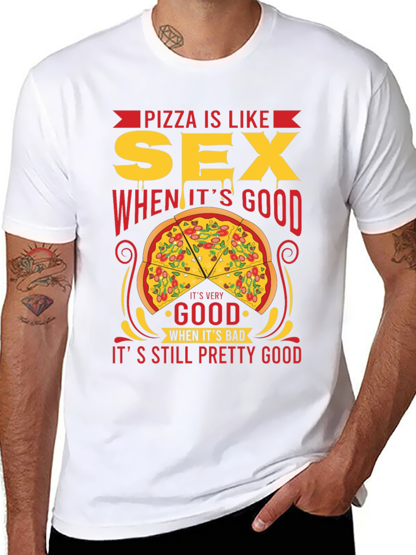 Black Pizza is Like Sex T-Shirt - Funny Graphic Tee view 8