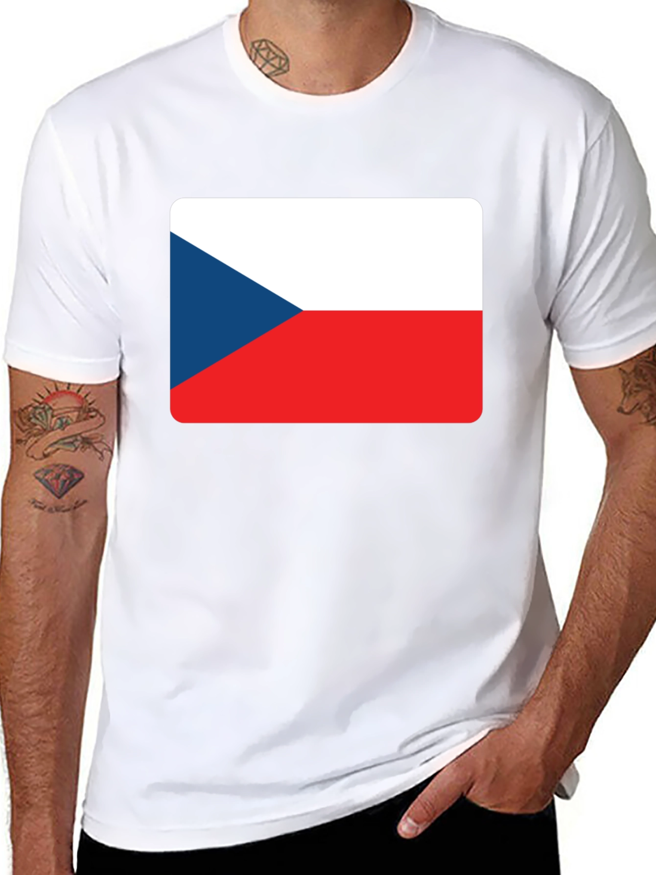 Black Czech Republic Flag T-Shirt view 8