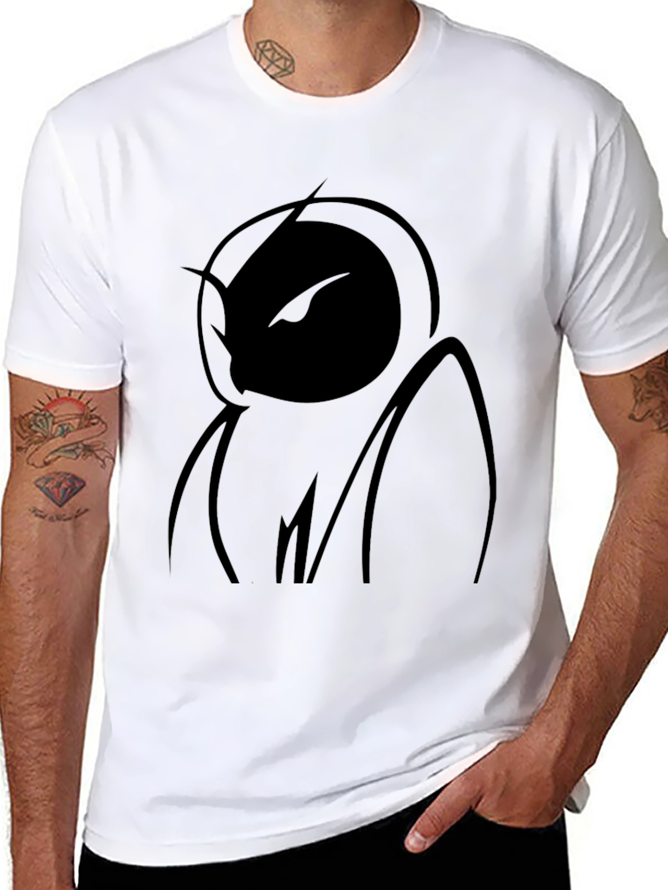 Black Abstract Figure Black T-Shirt view 8