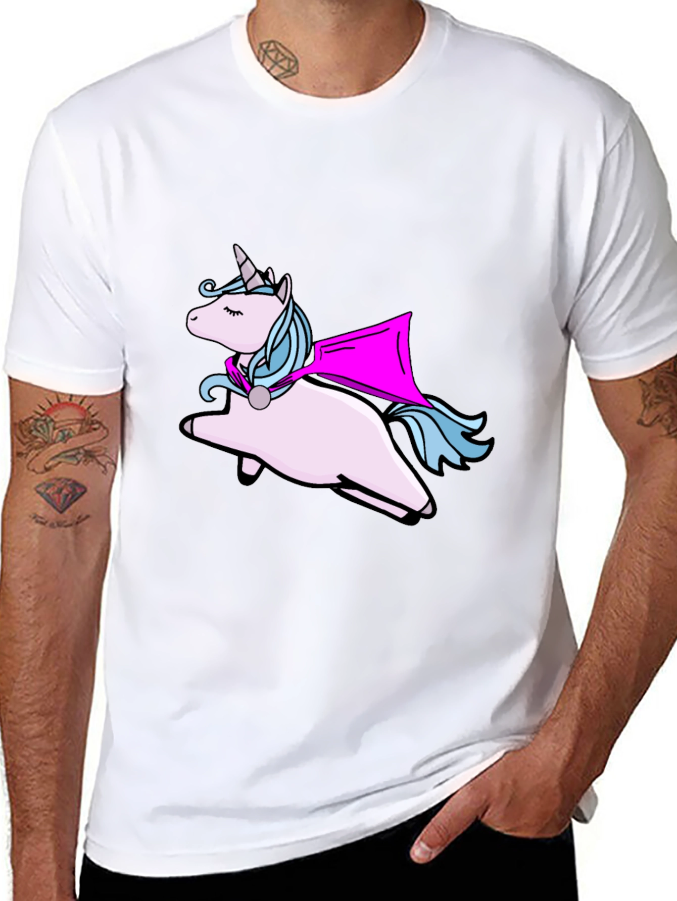 Unicorn Superhero Black T-Shirt - 8