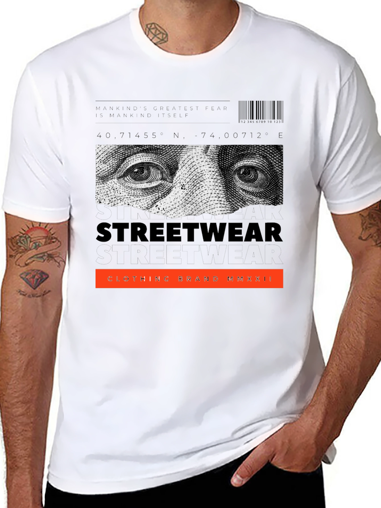 Black Streetwear Graphic Print Black T-Shirt view 8