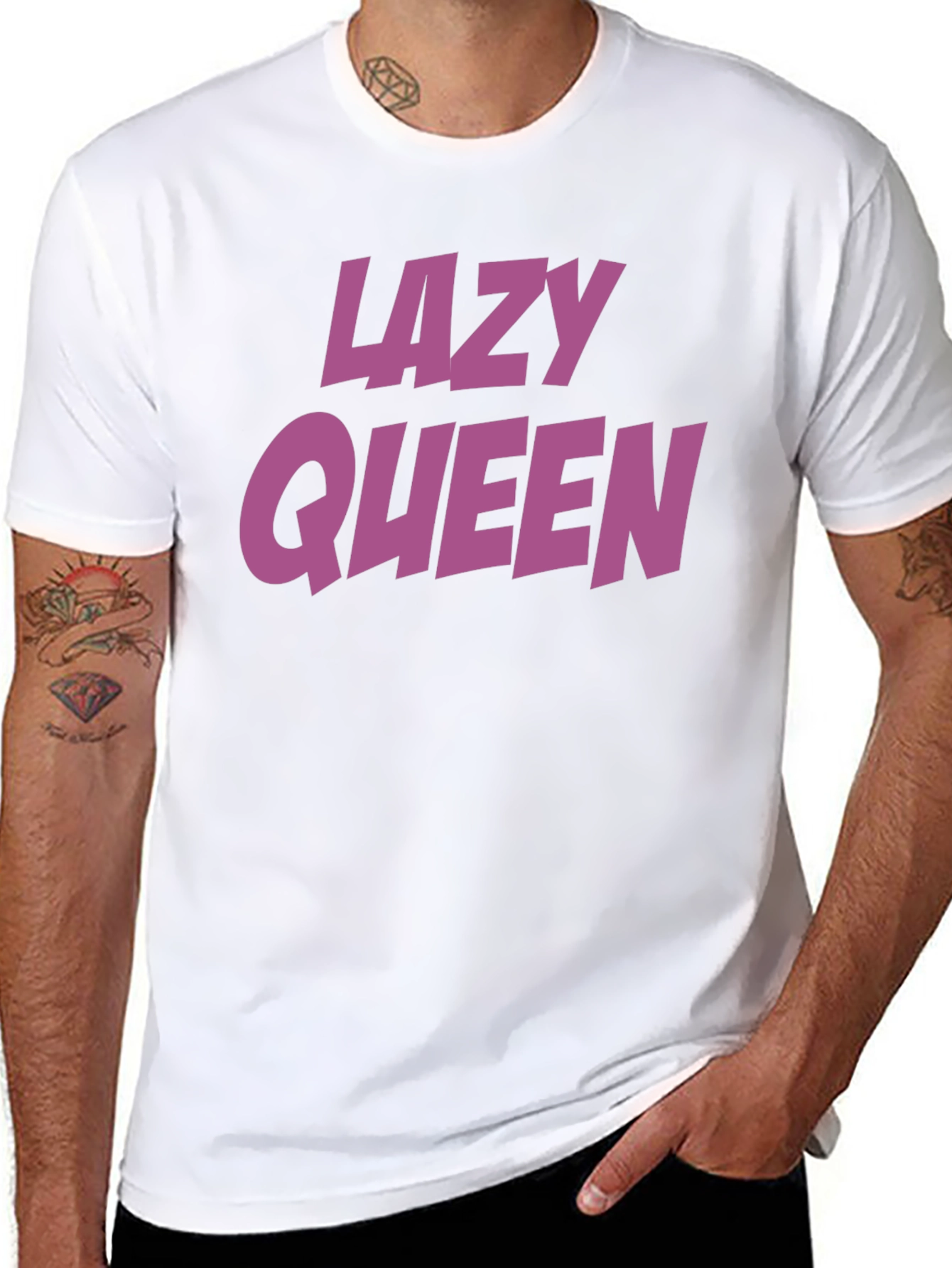 Black Lazy Queen Graphic T-Shirt - Casual Cotton Tee view 8