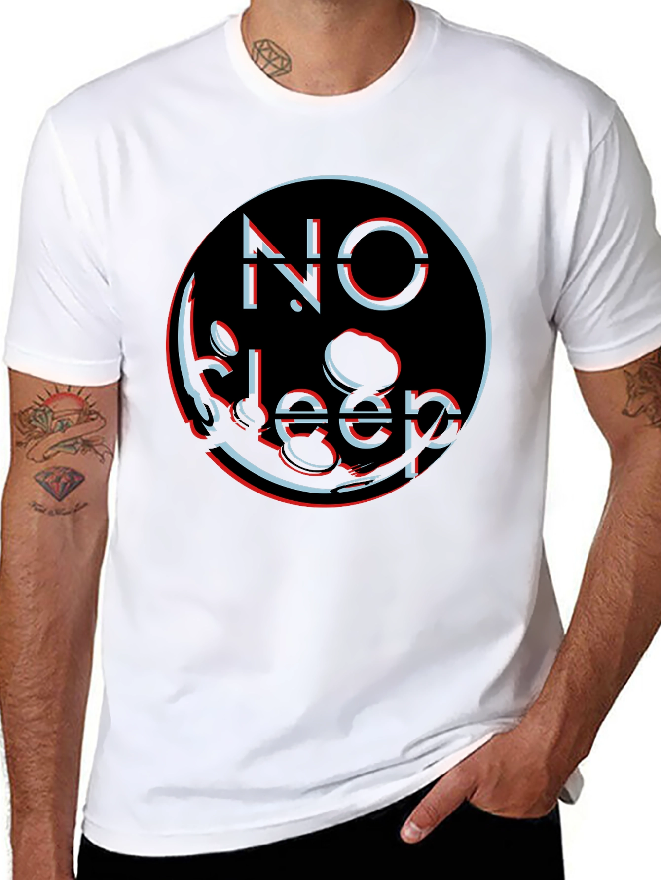 Black No Sleep Graphic Tee - Black Cotton Blend Shirt view 8