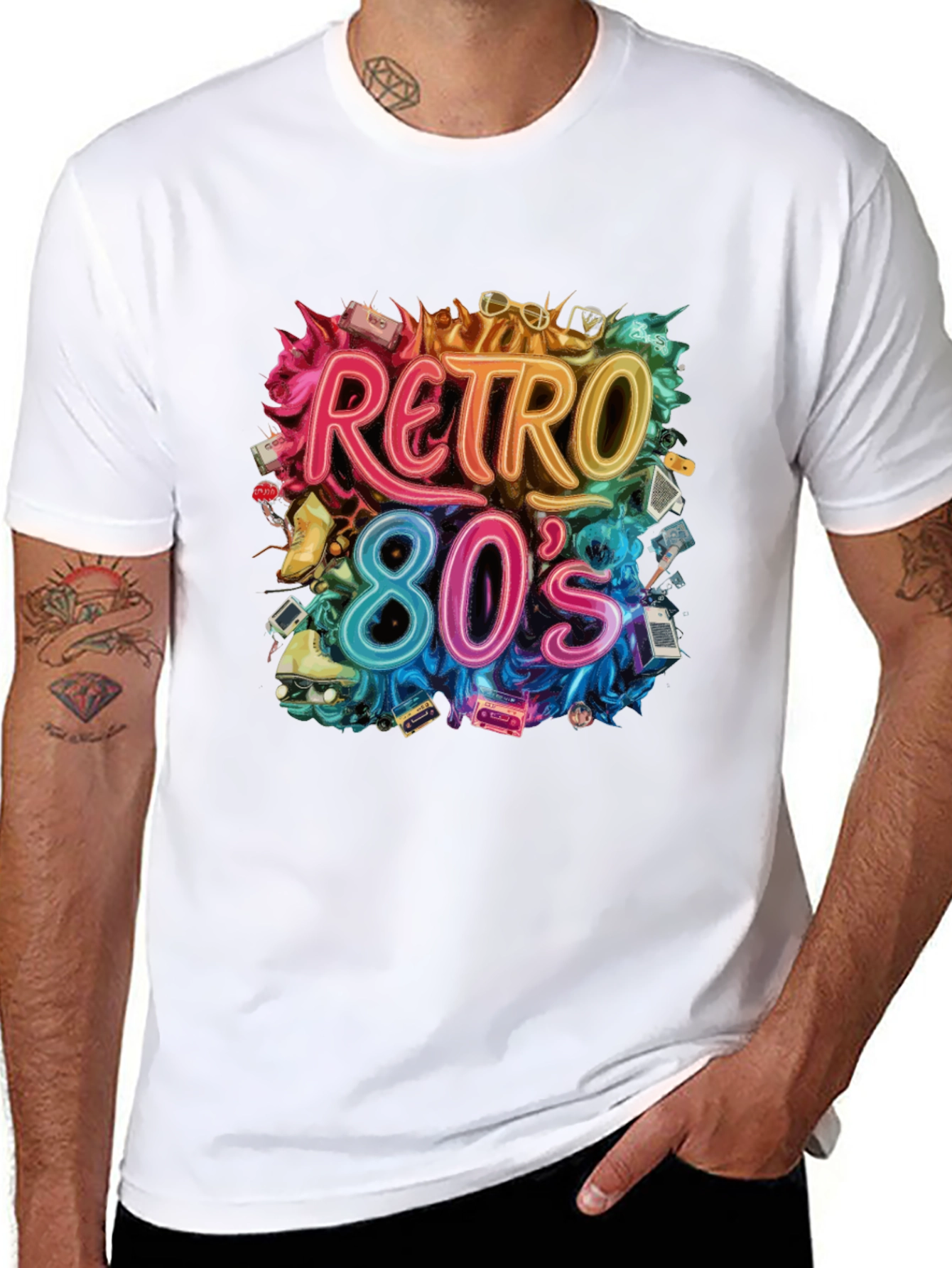 Black Retro 80s Graphic Tee - Nostalgic Style view 8