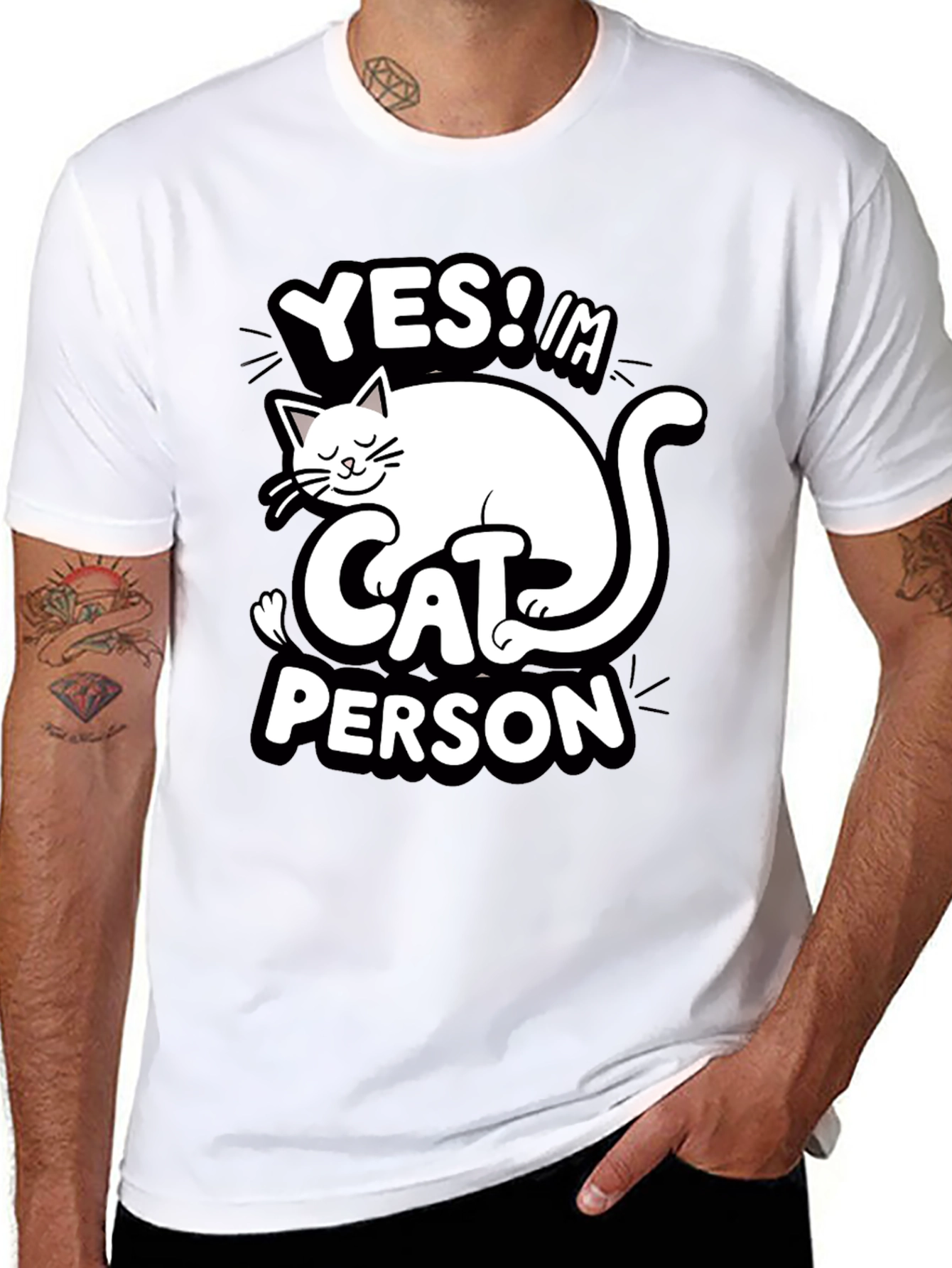 Black Yes! I'm Cat Person Graphic Tee view 8