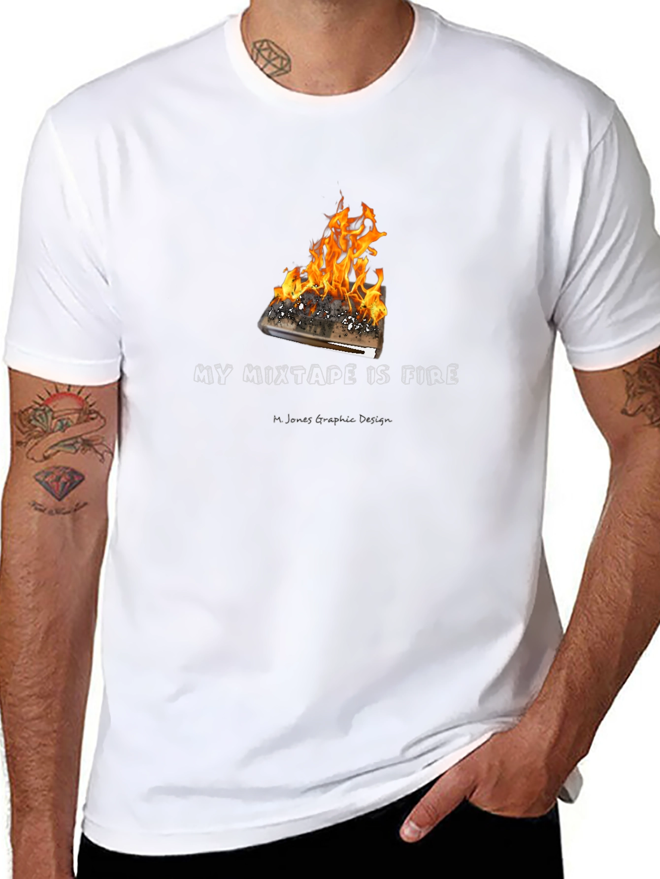 Black "My Mixtape is Fire" Graphic T-Shirt view 8