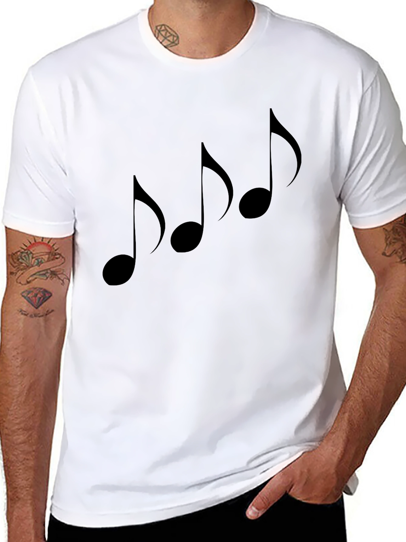 Black Musical Notes Graphic Black T-Shirt view 8