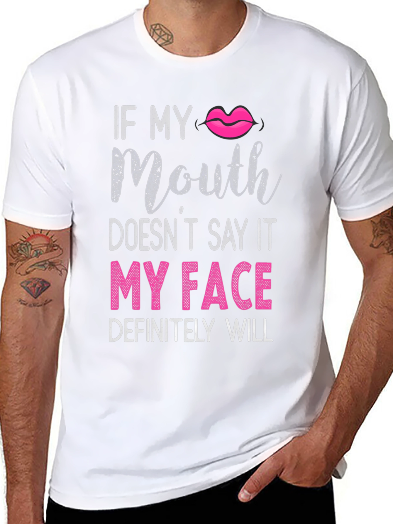 Black Funny Graphic Tee - "If My Mouth Doesn't Say It..." view 8